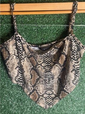 SHEIN Snake Print Cowl Neck Tank Top - Beige, Brown, Black